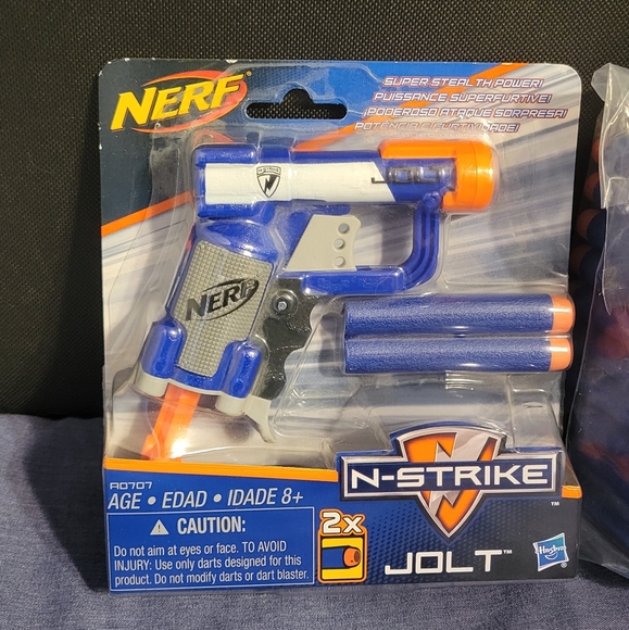 New! NERF N-STRIKE JOLT Blaster Toy Gun w/ 2 Elite Darts & Cocking Handle, Blue - Picture 8 of 9